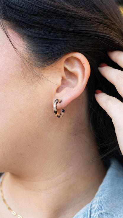 Micro Cam Mini Hoops - Cheetah // Earrings, Fall, Jewelry