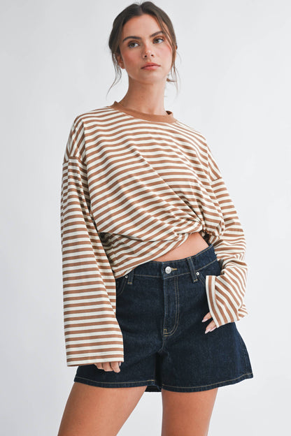 Oversized Stripe Long Sleeve Top