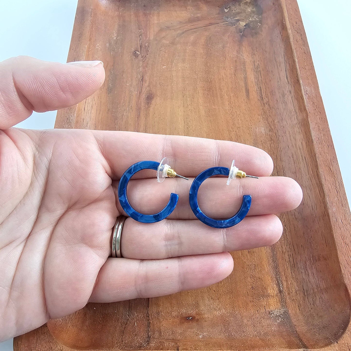 Cam Mini Hoops - Navy // Jewelry, Earrings, Fall