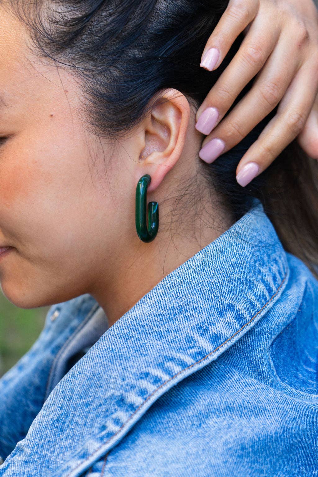 Joanna Hoops - Forest Green // Jewelry, Earrings, Fall