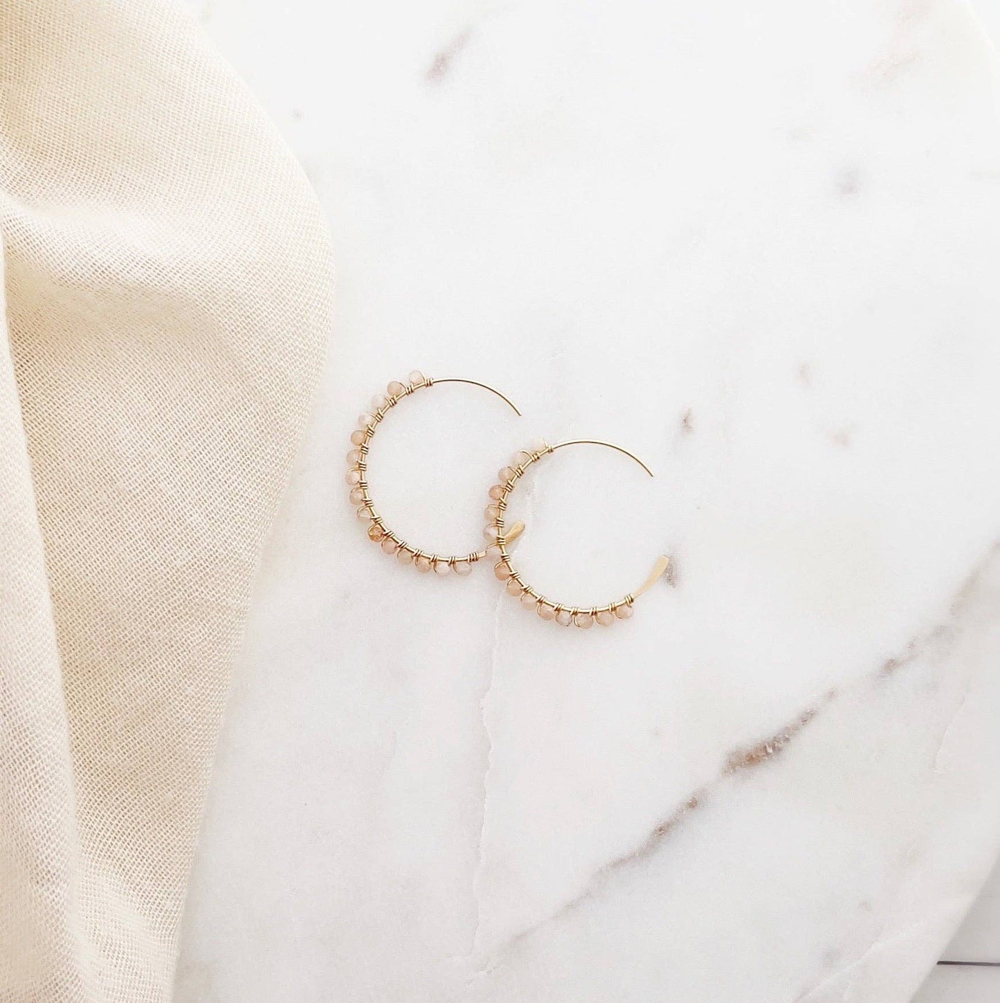 Petite Sea Hoop Earrings - Aquamarine