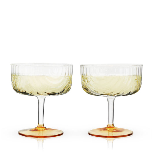 Gold-Plated Deco Cocktail Coupes – Set of 2 by Viski