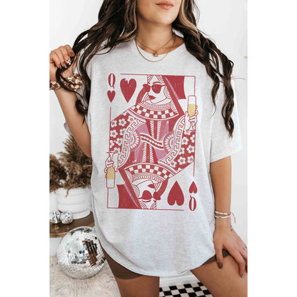 CHAMPAGNE QUEEN OF HEARTS Oversized Graphic Tee
