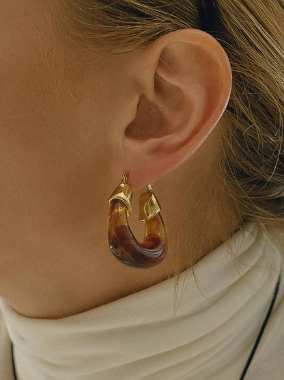 Arlowe 18K Gold Non-Tarnish Resin Hoop Earrings