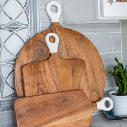 Wood+White Collection Acacia Wood Round Charcuterie Board LG