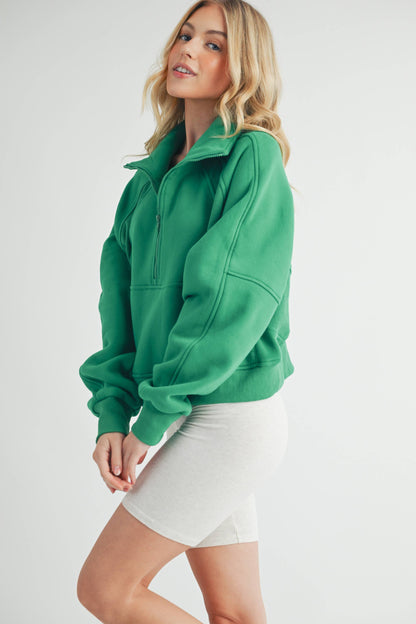 AEMI + CO Dove Funnel Neck Half Zip