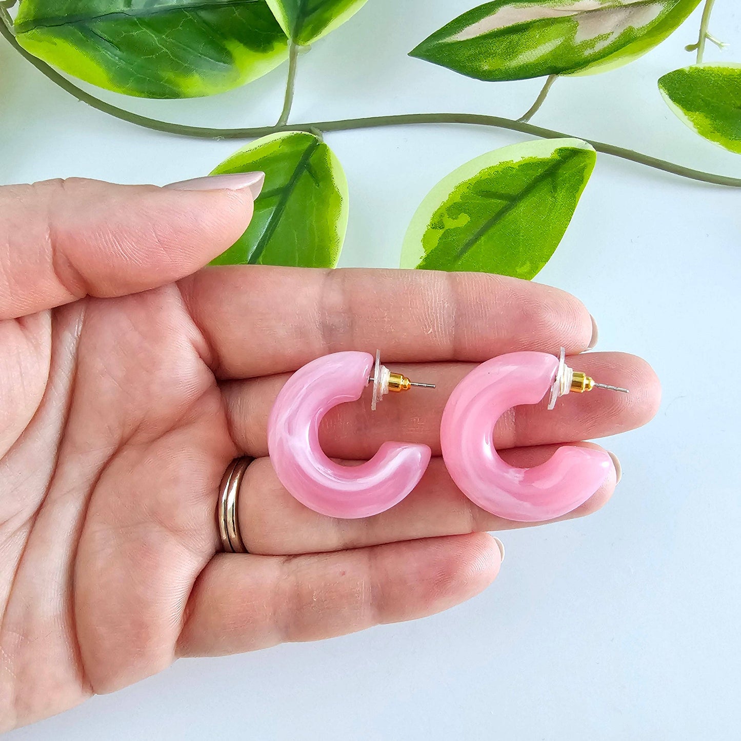 Chloe Hoops - Pink // Jewelry, Earrings