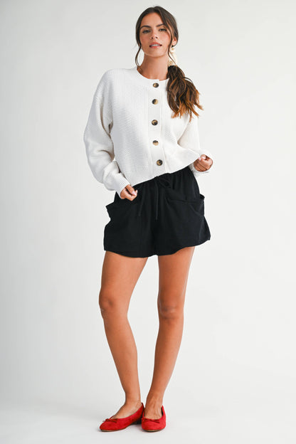 Textured Button Front Cardigan Sweater