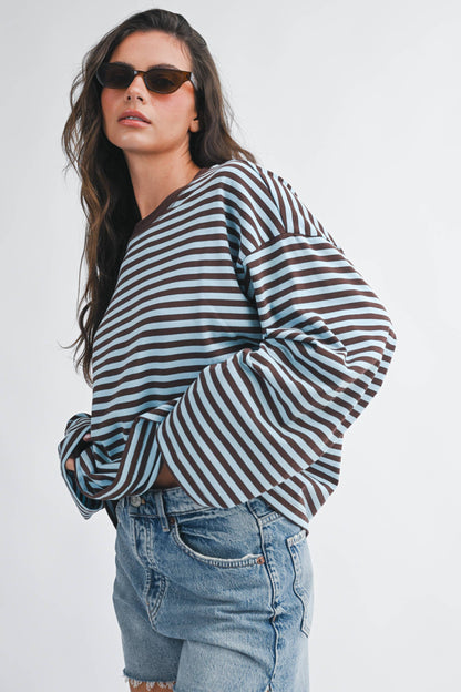 Oversized Stripe Long Sleeve Top