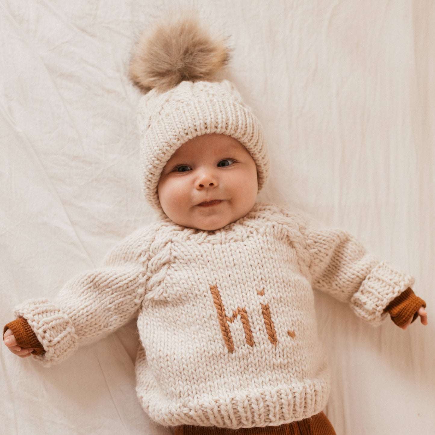 Hi. Pecan Crew Neck Sweater Baby & Toddler
