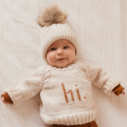 Hi. Pecan Crew Neck Sweater Baby & Toddler