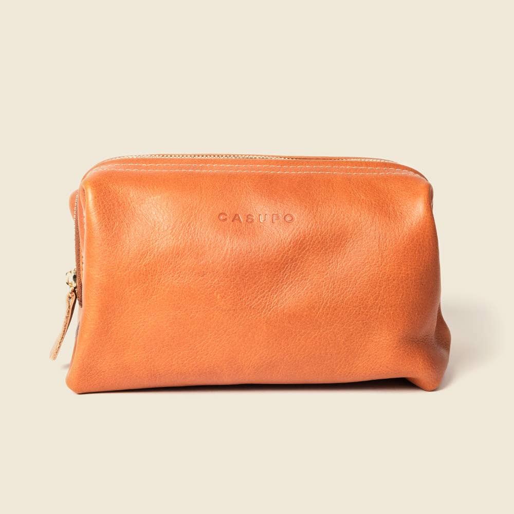 Leather Toiletry Bag -Natural