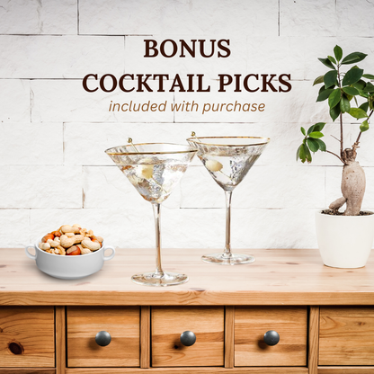 2 Pc Handmade Hammered Martini Glasses