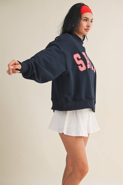 Salty Oversized Mock Neck Sweatshirt