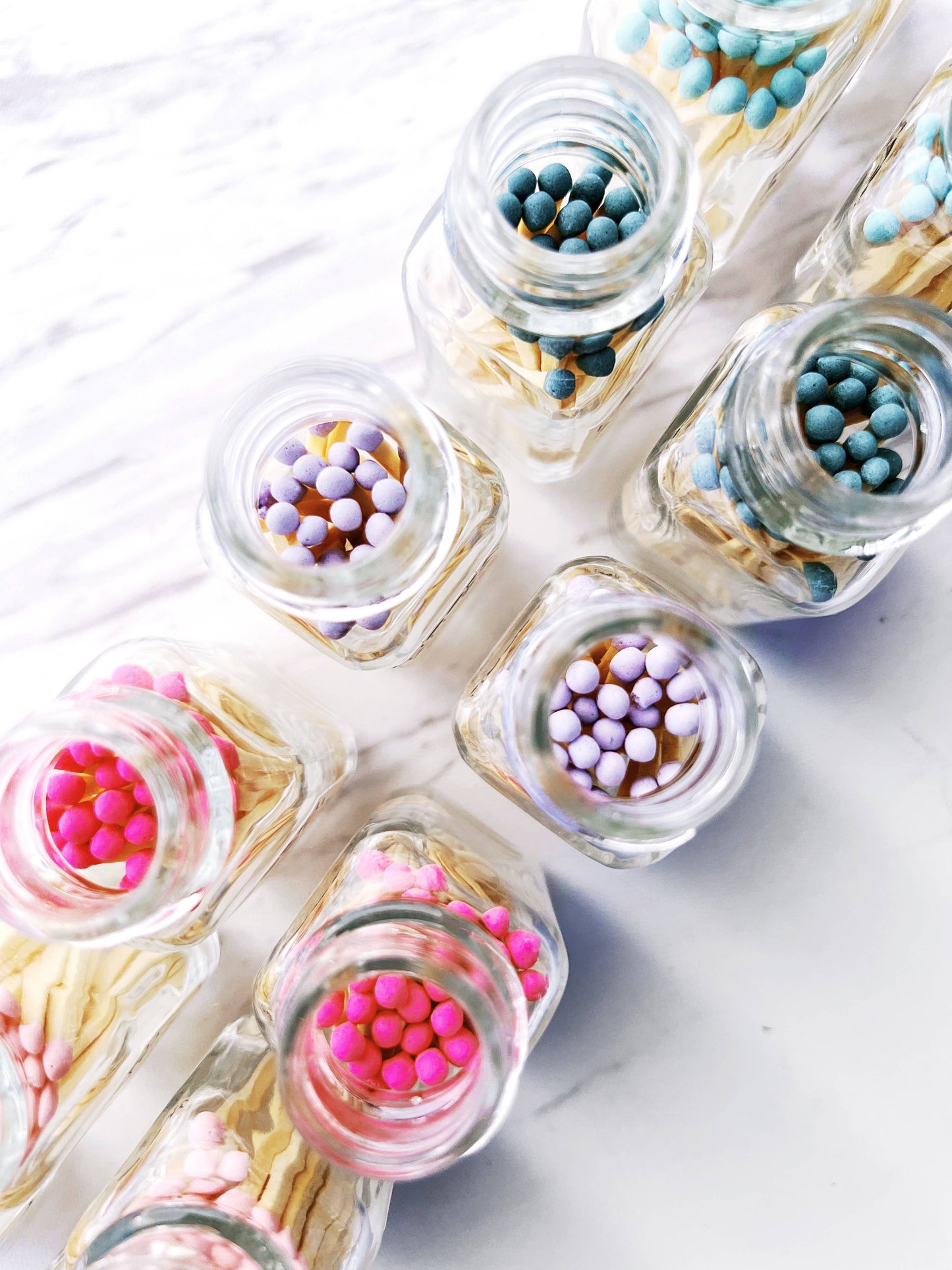 Colorful Wooden Matches In Little Glass Bottle - New Colors!