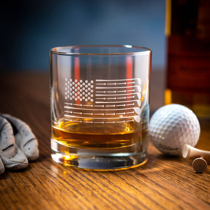 Golf Flag Whiskey Glass – Sand-Carved 11oz Rocks Glass