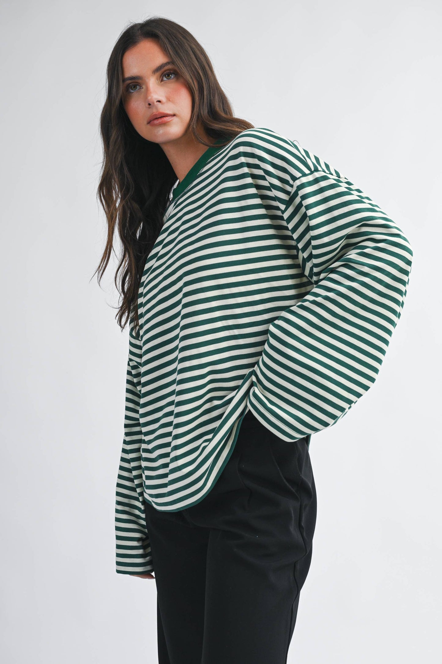 Oversized Stripe Long Sleeve Top