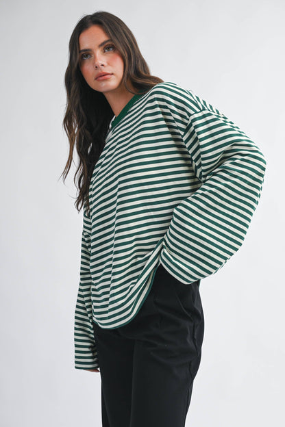 Oversized Stripe Long Sleeve Top