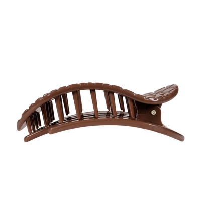 Brown Crocodile Large Flat Round Hair Clip