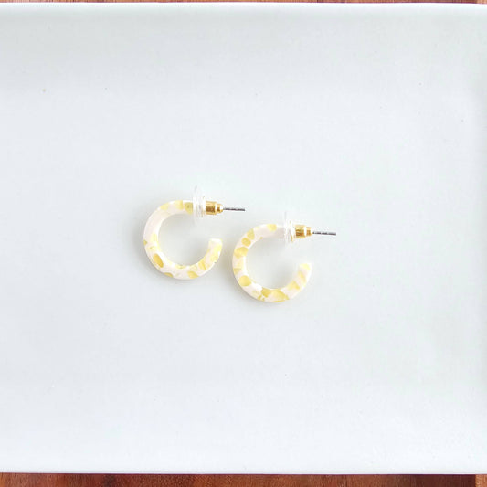Micro Cam Mini Hoops - Buttercream Dot // Easter Jewelry