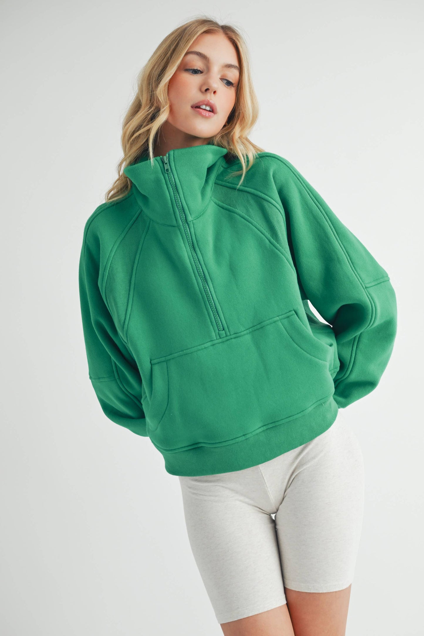 AEMI + CO Dove Funnel Neck Half Zip