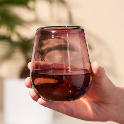 Rosado Recycled Glass Stemless Wine Glasses Set of 2