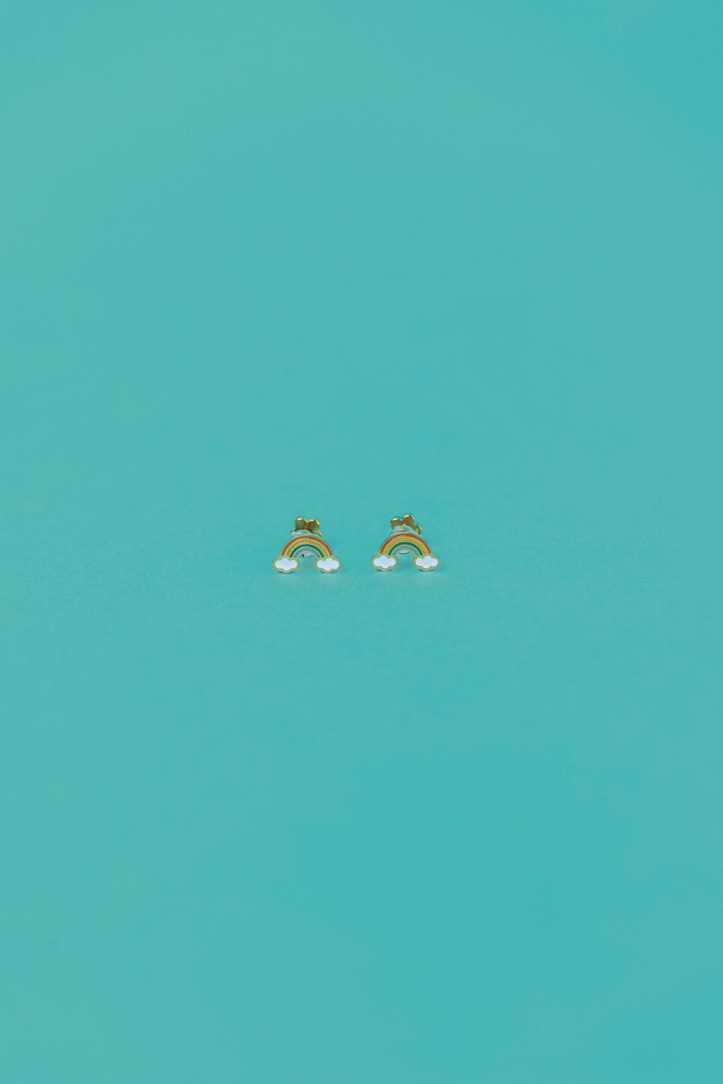 Rainbow Enamel Flat Back Kids Earrings