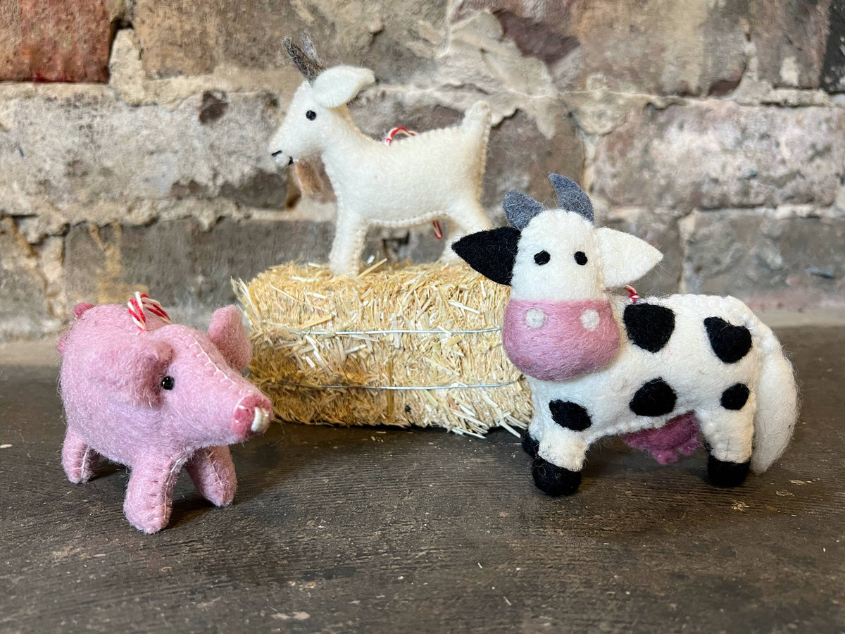 Farm Animal Felt Wool Christmas Ornaments