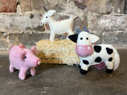 Farm Animal Felt Wool Christmas Ornaments