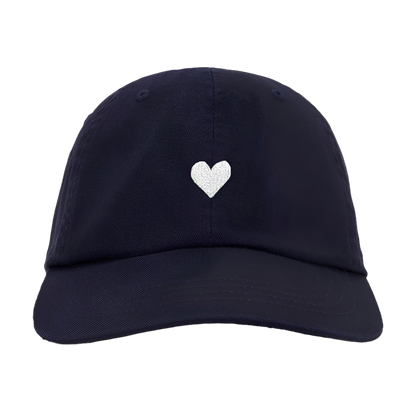 Navy Cotton Dad Hat - Embroidered Heart Cap