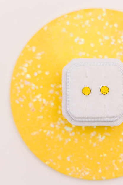 Yellow Smiley Stud Earrings