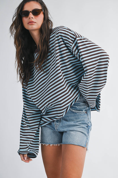 Oversized Stripe Long Sleeve Top