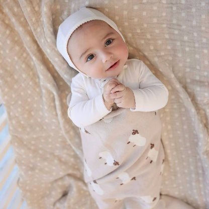 100% Luxury Cotton Receiving Swaddle Baby Blanket - Sheep