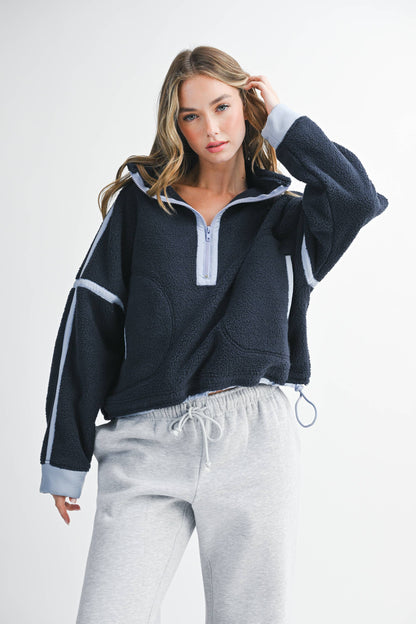 Contrast Trim Fleece Half-Zip