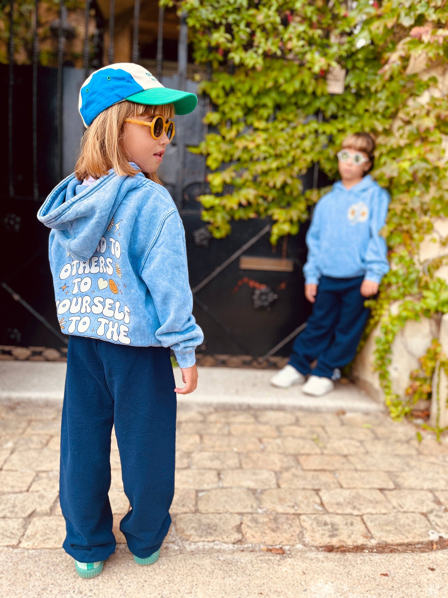Kids Be Kind Hoodie-Washed blue-Girls, Boys