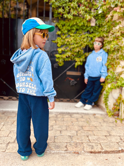 Kids Be Kind Hoodie-Washed blue-Girls, Boys