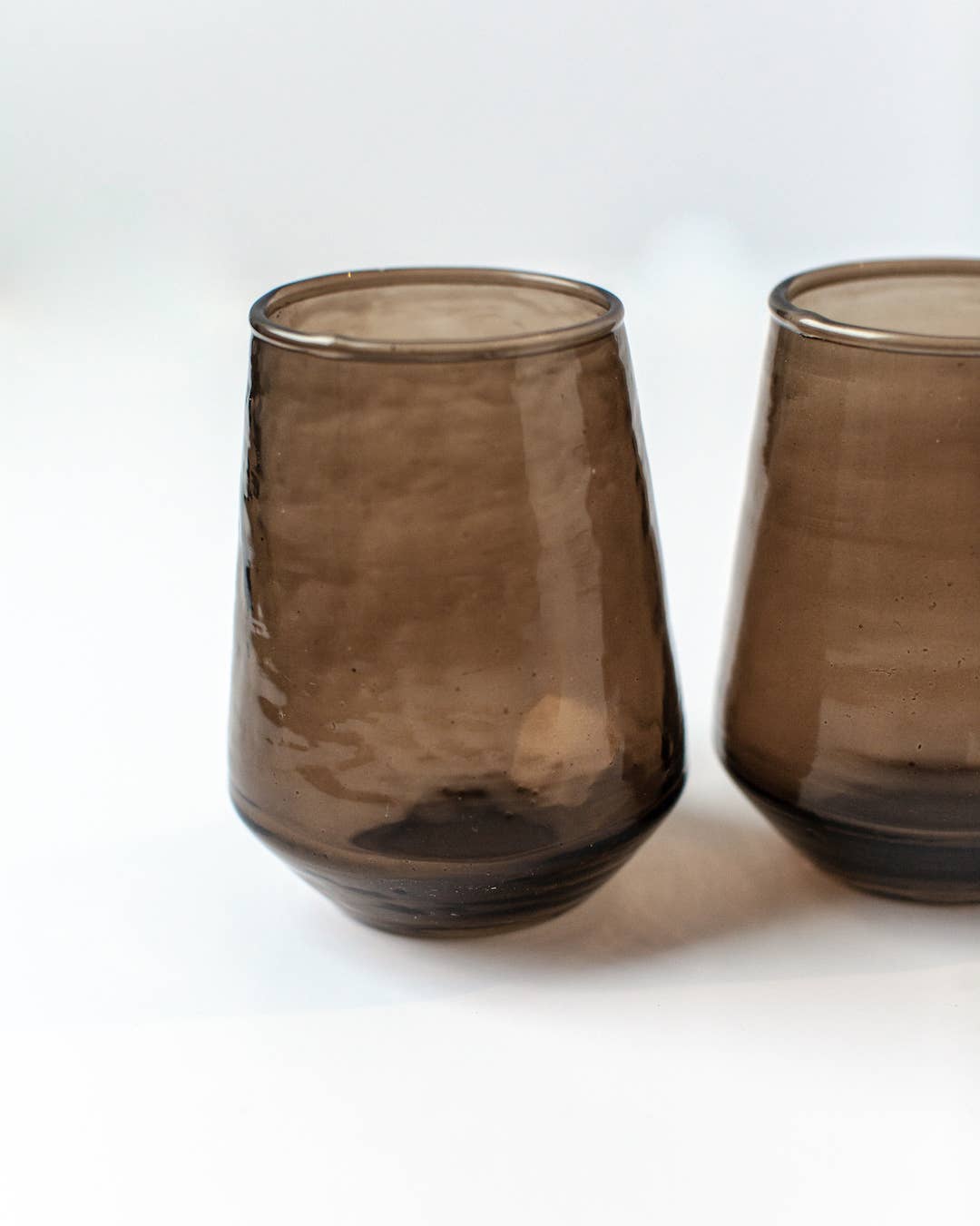 Handblown Hammered Glass Water Tumbler | Pair of 2