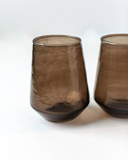 Handblown Hammered Glass Water Tumbler | Pair of 2