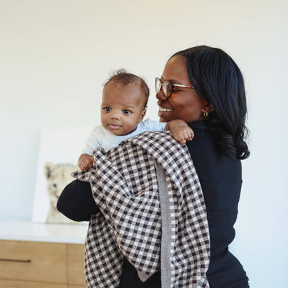 100% Luxury Cotton Swaddle Receiving Baby Blanket - Plaid
