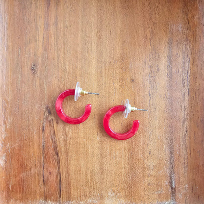 Micro Cam Mini Hoops - Scarlet // Jewelry, Earrings, Fall