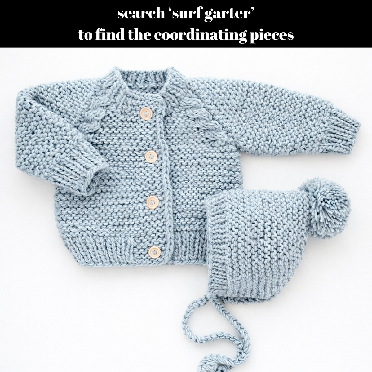 Surf Blue Garter Stitch Knit Blanket