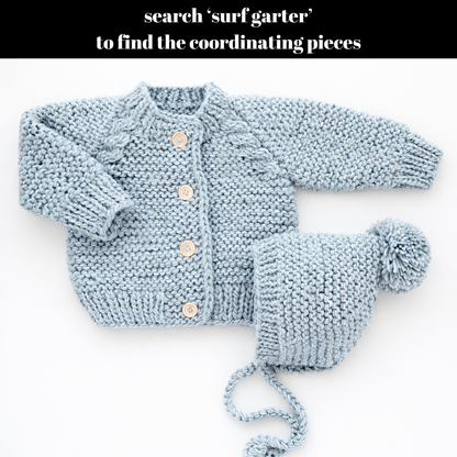 Surf Blue Garter Stitch Knit Blanket