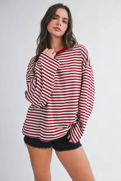 Oversized Stripe Long Sleeve Top