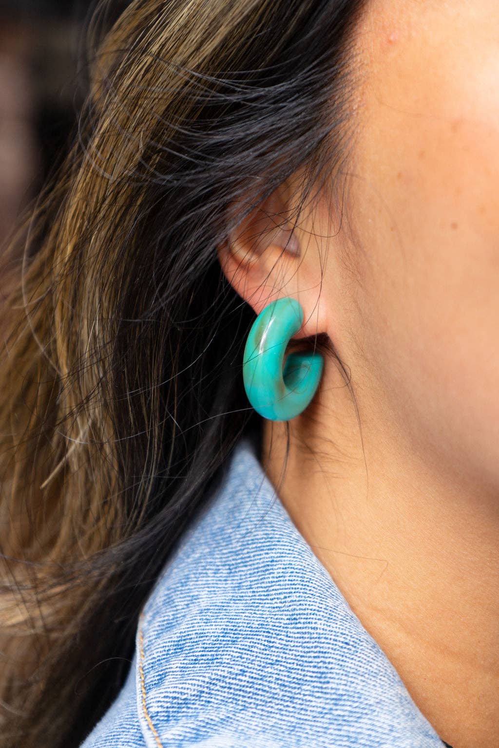 Chloe Hoops - Turquoise // Jewelry, Earrings