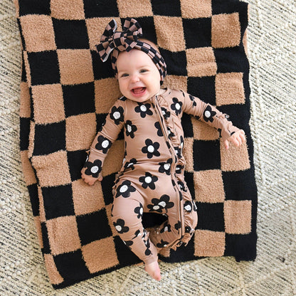 Coco RUFFLE ZIP Bamboo One Piece Flowers Baby Clothing