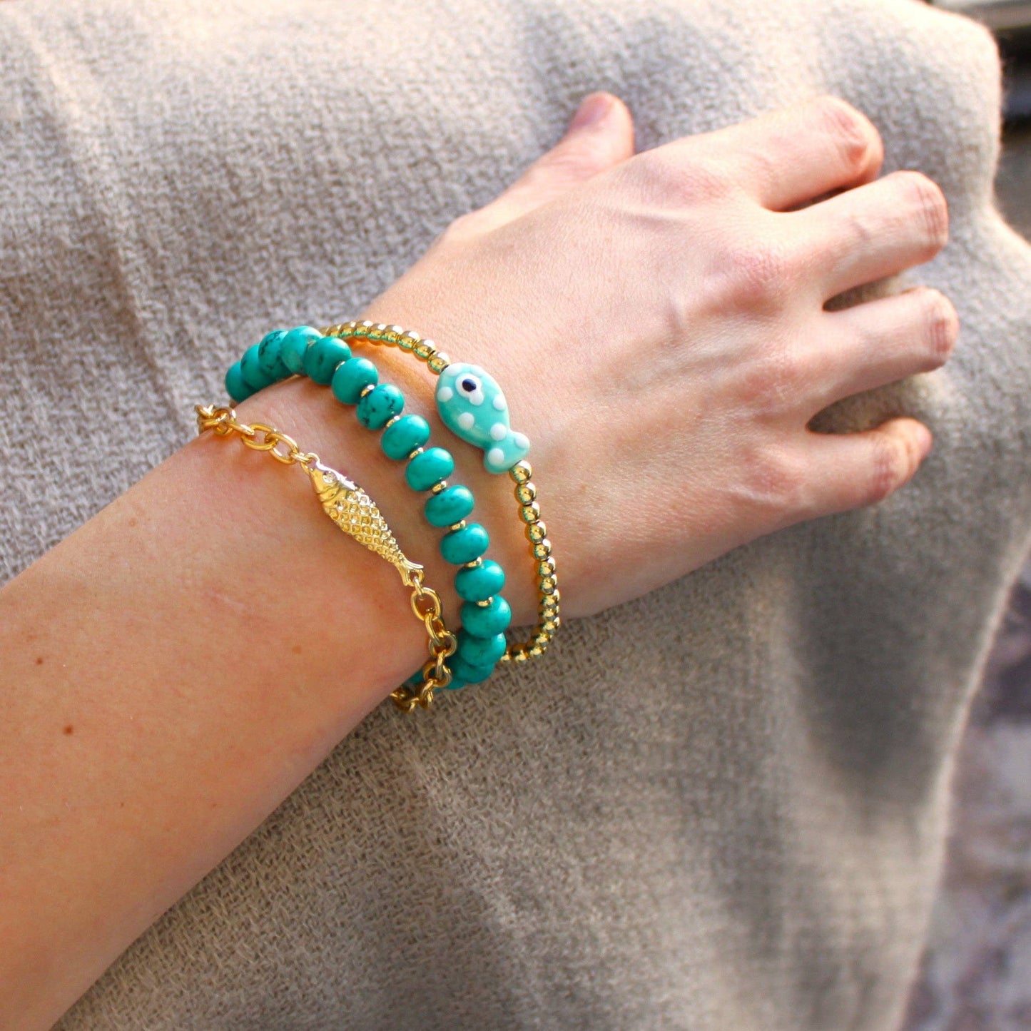 Turquoise Candy Stone Beaded Bracelet