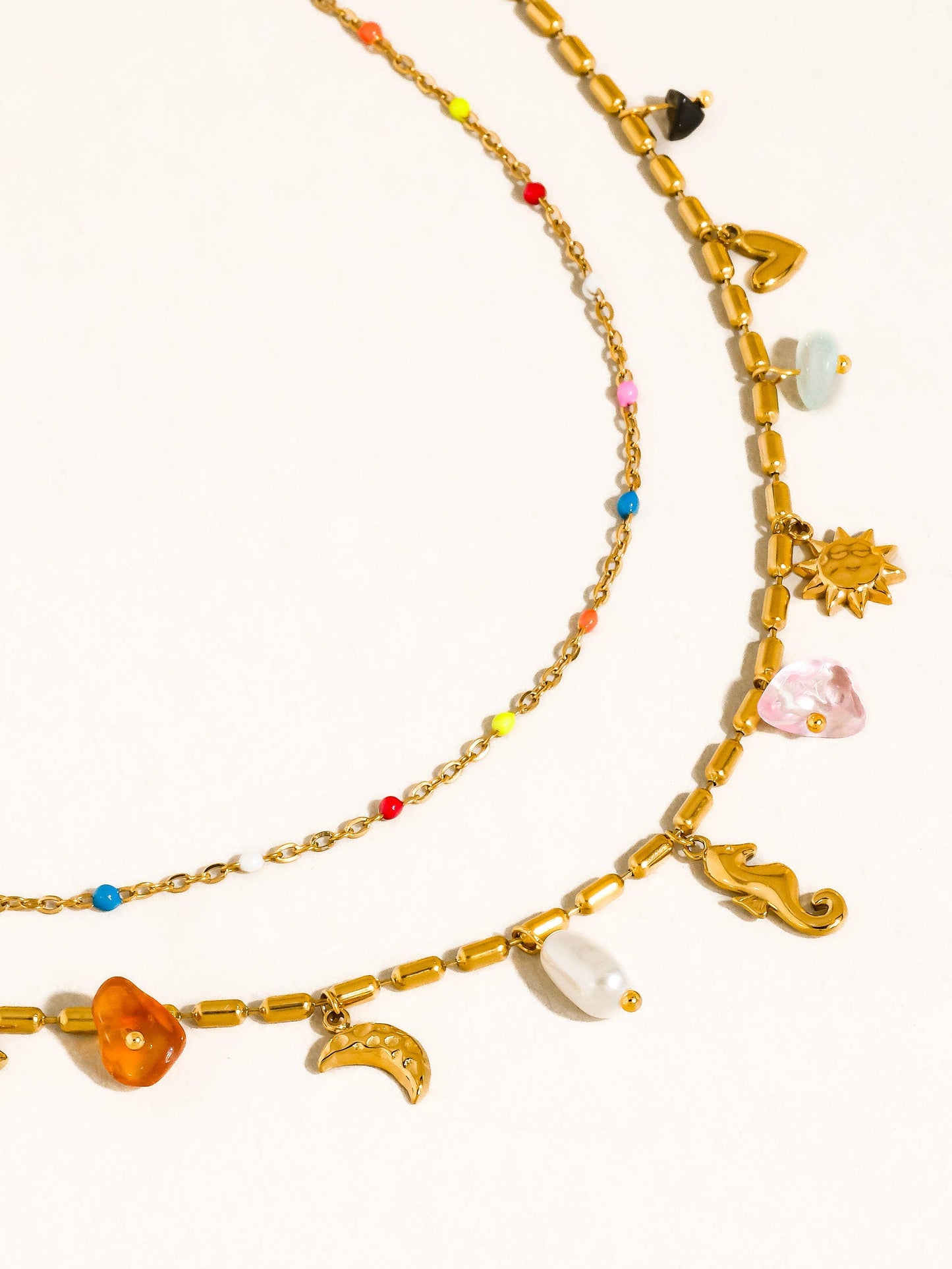 Ninah 18K Gold Non-Tarnish Seahorse Charm Layered Necklace