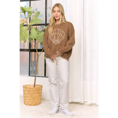 MY LOVELY SHELL CASUAL PULLOVER SWEATER