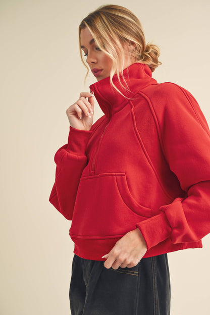AEMI + CO Dove Funnel Neck Half Zip
