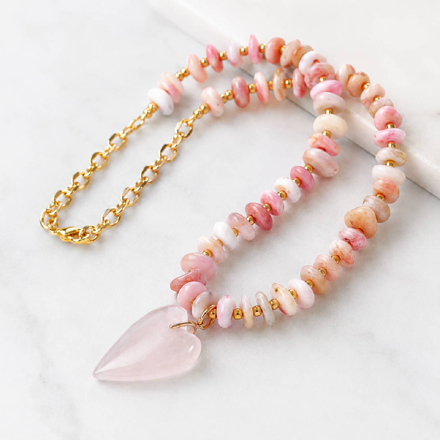 Hattie Pink Opal Beaded Necklace